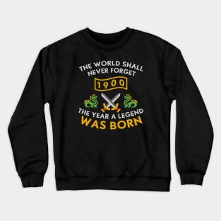 1900 The Year A Legend Was Born Dragons and Swords Design (Light) Crewneck Sweatshirt